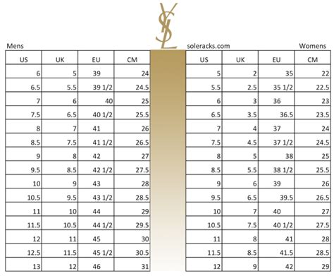 yves saint laurent ring size chart|st laurent size guide.